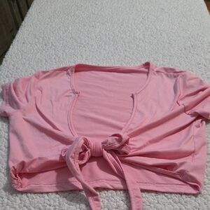 CROP FRONT TIE SHIRT